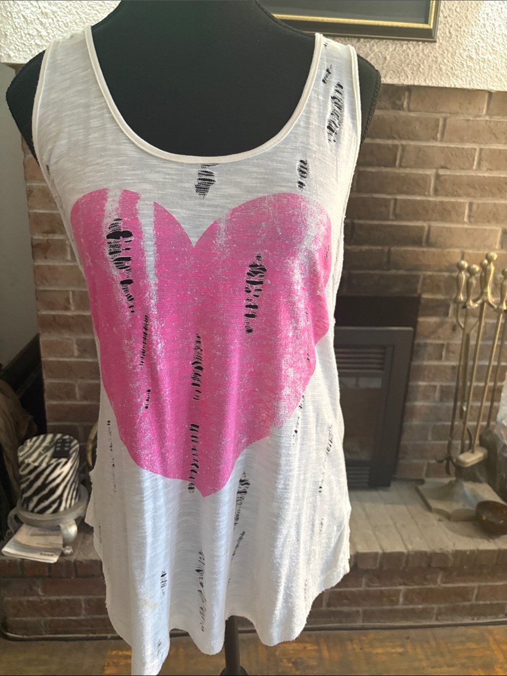 The Classic White Tank with Pink Heart Graphic
